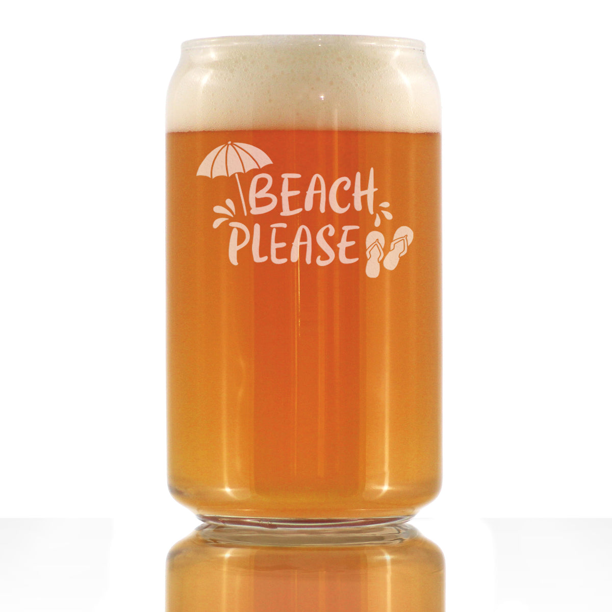 Beach Please - Cute Funny Gifts for Beach Bums - 16 Ounce Beer Can Pint Glass