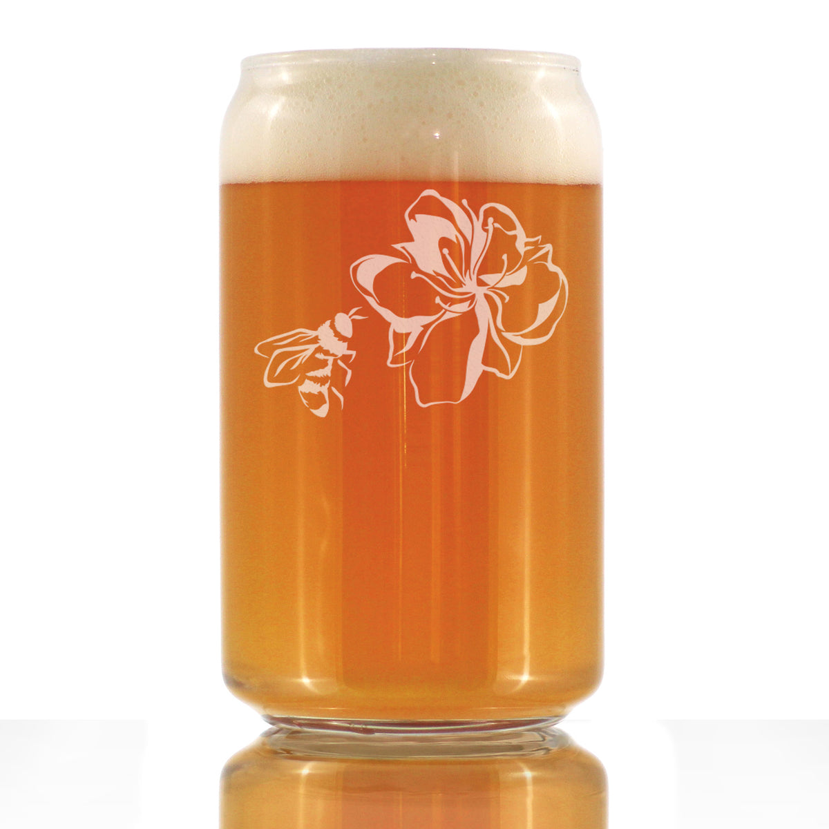 Bee Flower - Cute Gifts for Bumblebee &amp; Nature Lovers - Beer Can Pint Glass - 16 oz