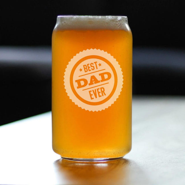 Best Dad Ever - 16 oz Beer Can Pint Glass - Fathers Day Gifts for Men, Husband & Happy Birthday Gift