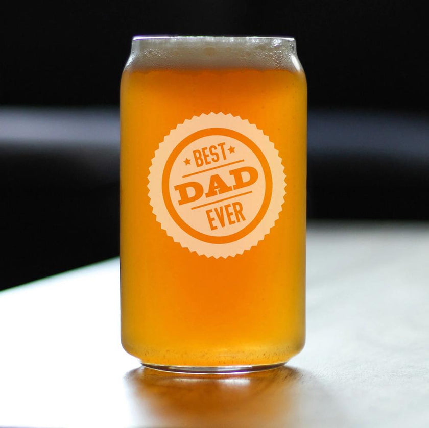 Best Dad Ever - 16 oz Beer Can Pint Glass - Fathers Day Gifts for Men, Husband & Happy Birthday Gift