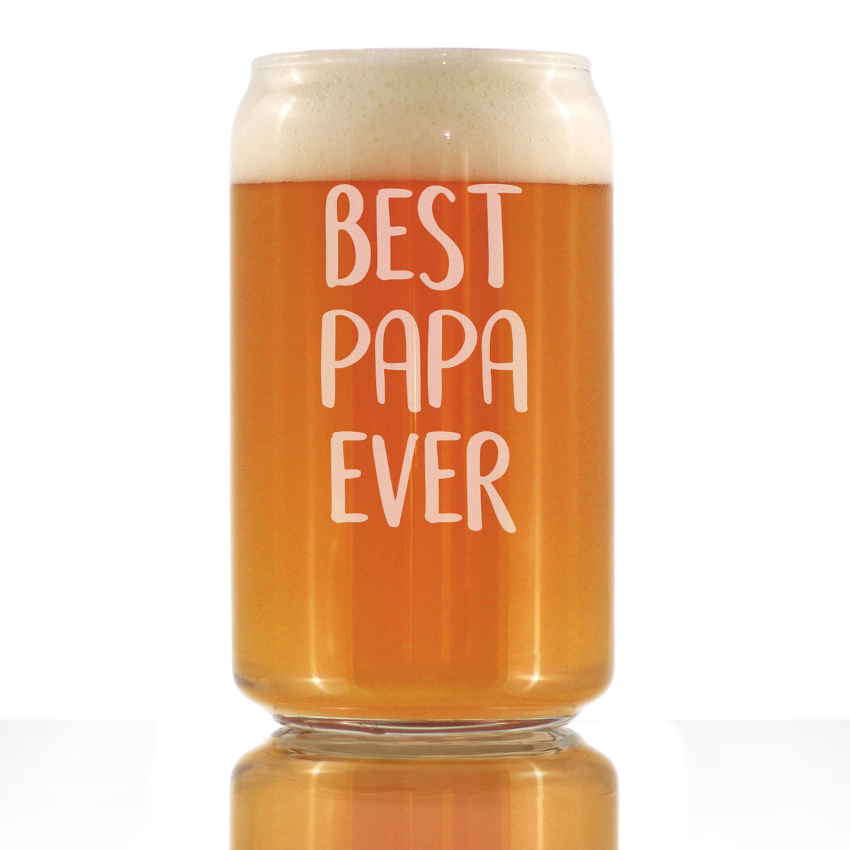 Best Papa Ever Beer Can Pint Glass - Etched Sayings, Cute Father&#39;s Day Gift for Grandpa - 16 oz