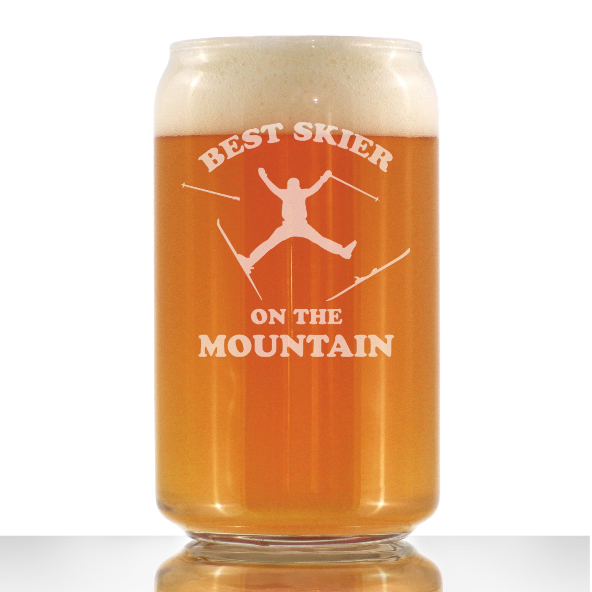 Best Skier - Beer Can Pint Glass - Unique Skiing Themed Decor and Gifts for Mountain Lovers - 16 oz Glasses