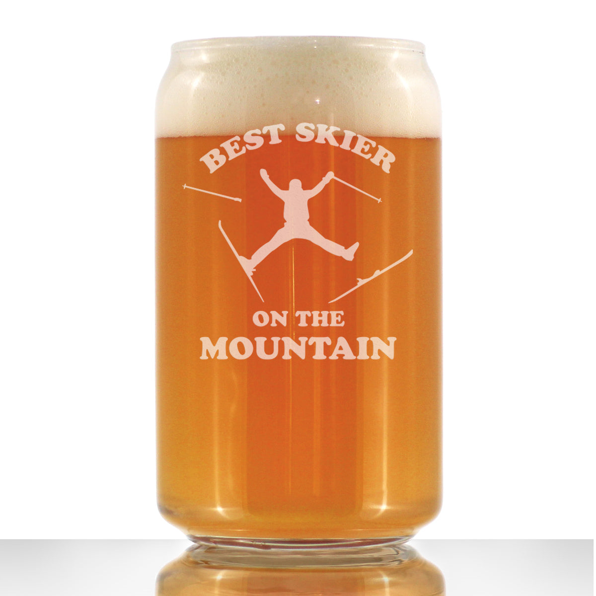 Best Skier - Beer Can Pint Glass - Unique Skiing Themed Decor and Gifts for Mountain Lovers - 16 oz Glasses