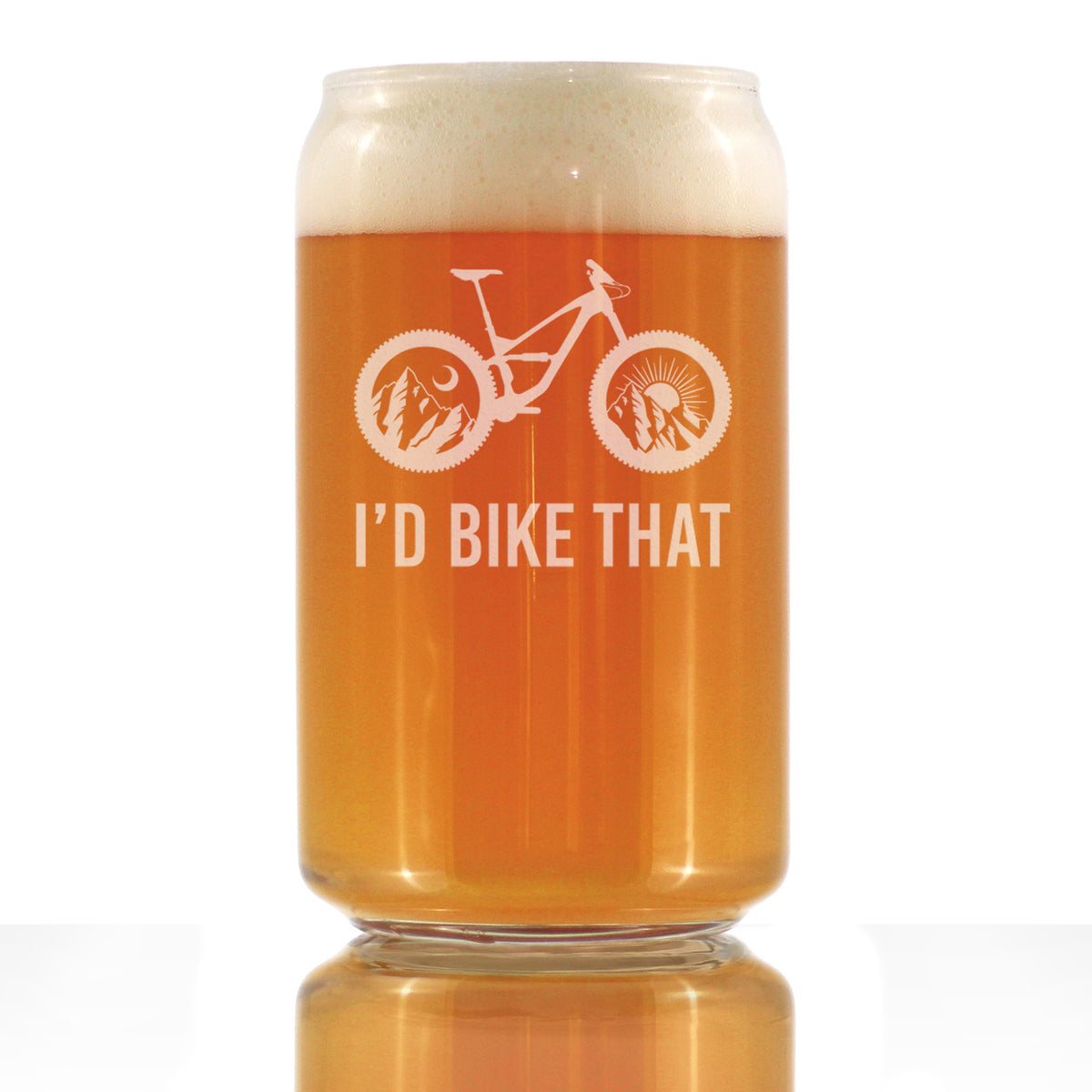 I&#39;d Bike That - Beer Can Pint Glass - Cool Bicycle Themed Decor and Gifts for Outdoor Lovers - 16 oz Glasses