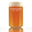 Godfather Est. 2023 - Bold - 16 oz Beer Can Pint Glass - Etched Sayings, Father's Day Gifts, Fun Baby Reveal Gift for Godparents