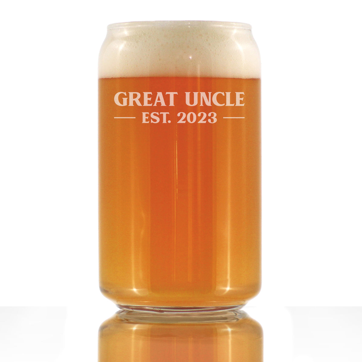 Great Uncle Est. 2023 - Bold - 16 oz Beer Can Pint Glass - Etched Sayings, Men&#39;s Gifts &amp; Baby Reveal
