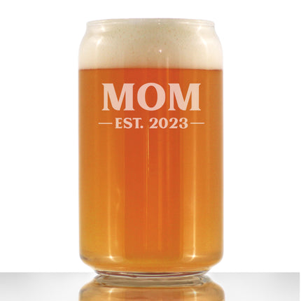Mom Est. 2023 - Bold - 16 Ounce Beer Can Pint Glass