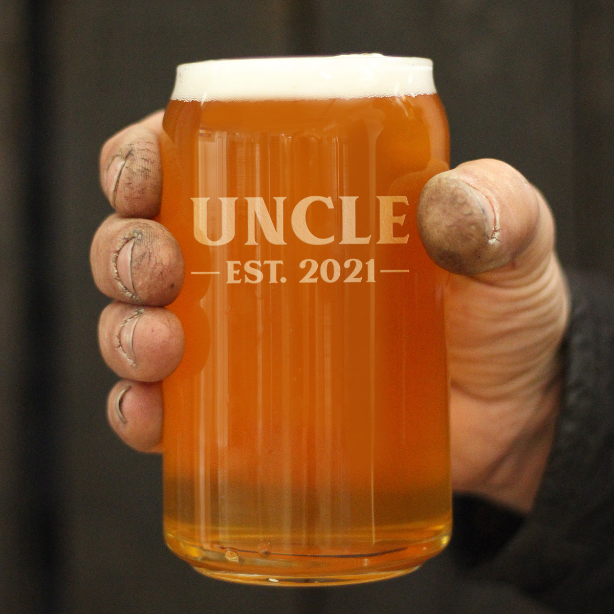 Uncle Est 2021 - Beer Can Pint Glass Gift for First Time Uncles - Bold 16 Oz Glasses