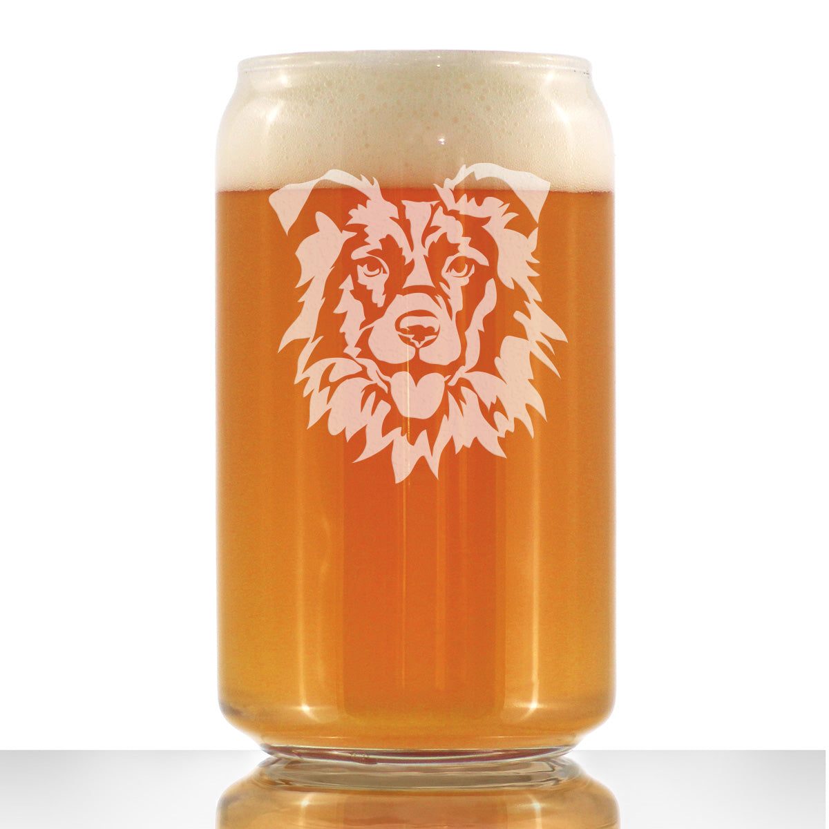 Border Collie Face Beer Can Pint Glass - Unique Dog Themed Decor and Gifts for Moms & Dads of Border Collies - 16 Oz