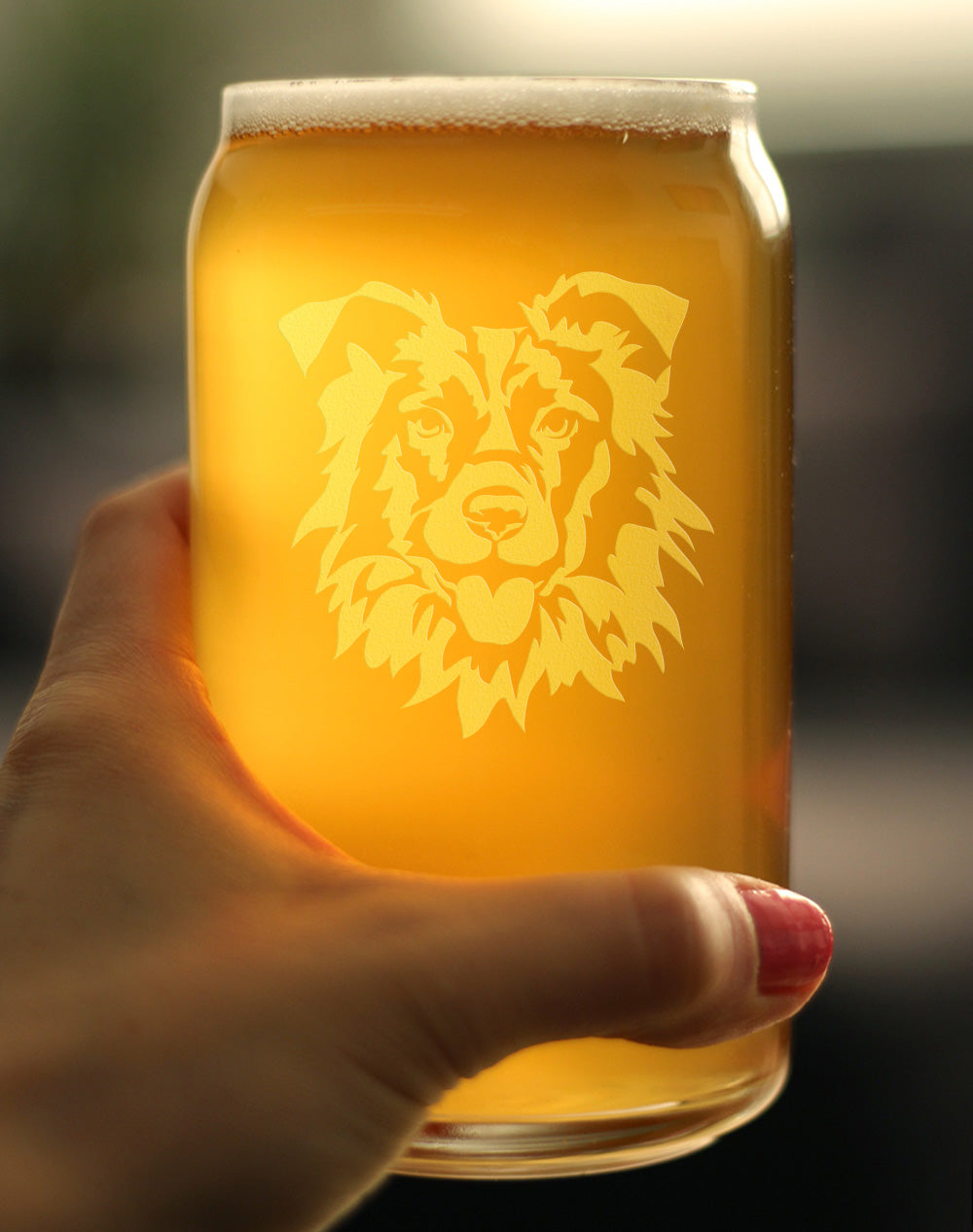 Border Collie Face Beer Can Pint Glass - Unique Dog Themed Decor and Gifts for Moms &amp; Dads of Border Collies - 16 Oz
