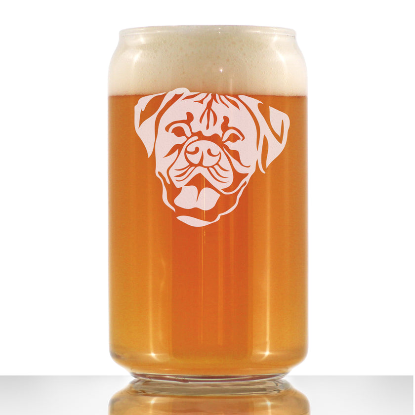 Boxer with Natural Ears - Beer Can Pint Glass - Fun Unique Boxer Themed Dog Gifts and Party Decor for Women and Men - 16 oz