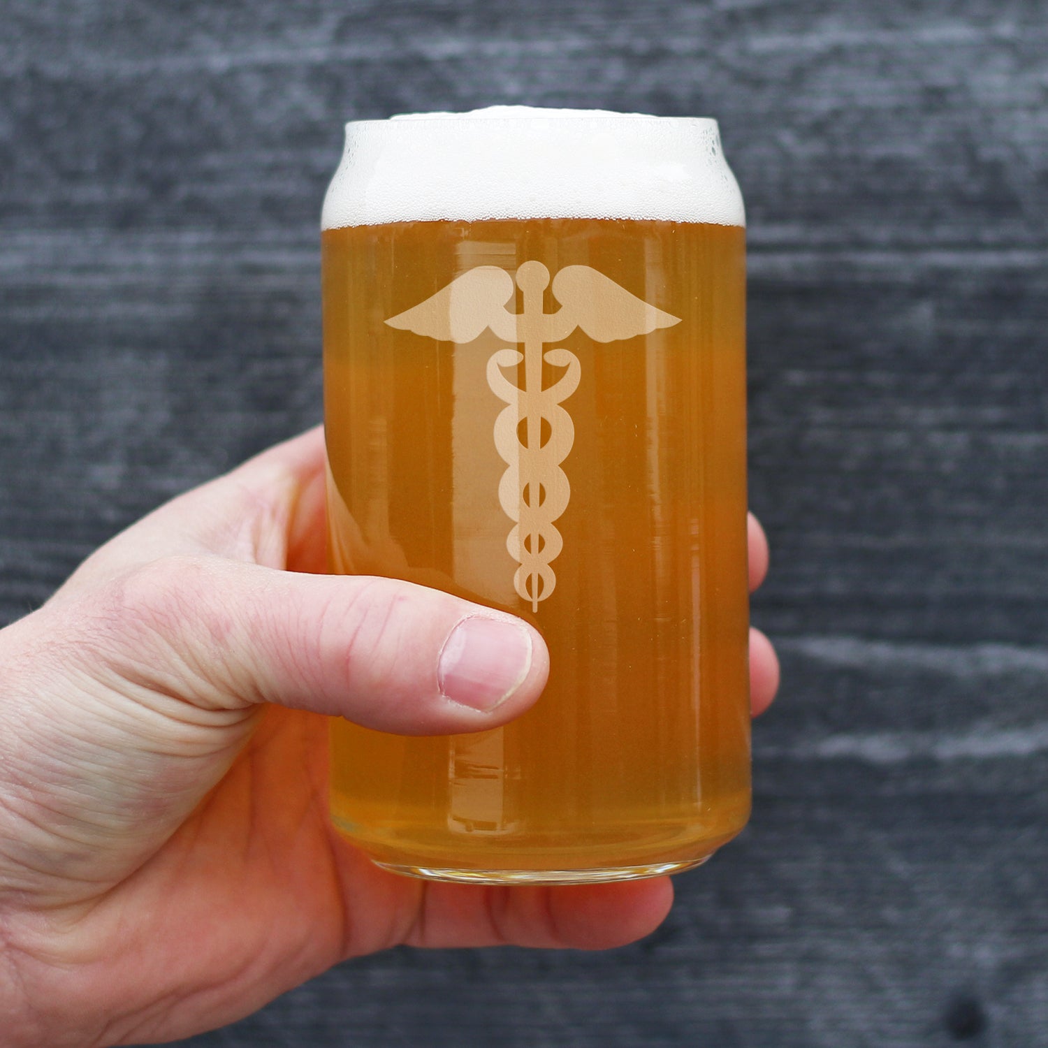 Caduceus Medical Symbol - Beer Can Pint Glass for Essential Healthcare Workers, Doctors, Nurses, Medical Staff - 16 oz Glasses