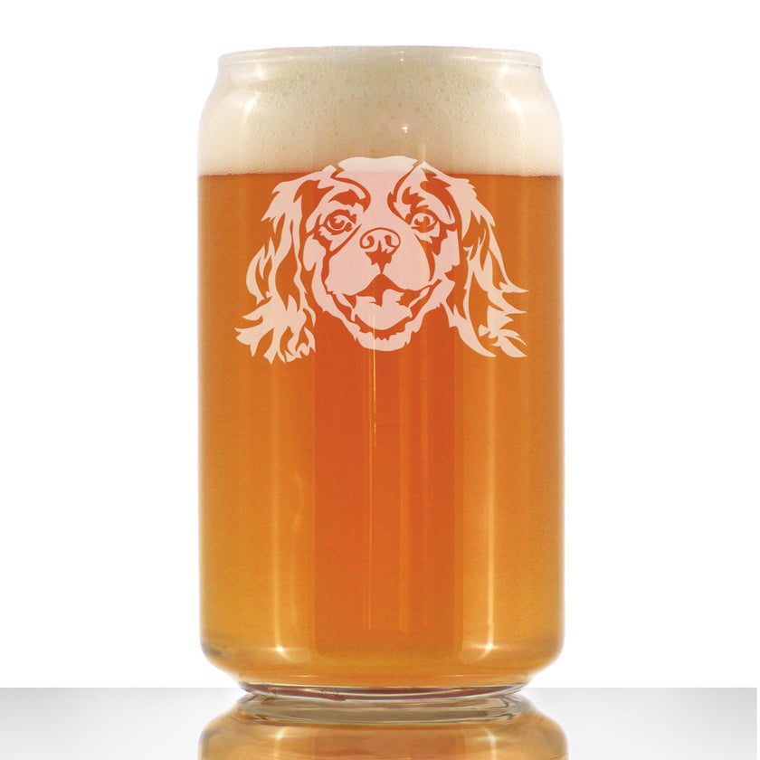 Cavalier King Charles Spaniel Face Beer Can Pint Glass - Unique Dog Themed Decor and Gifts for Moms & Dads of Cavaliers - 16 Oz
