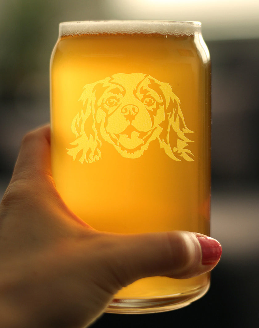 Cavalier King Charles Spaniel Face Beer Can Pint Glass - Unique Dog Themed Decor and Gifts for Moms & Dads of Cavaliers - 16 Oz