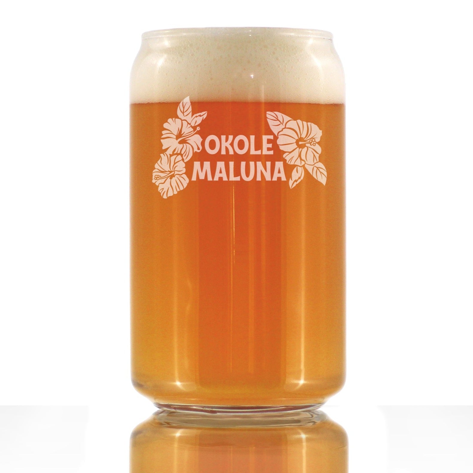 Okole Maluna Engraved 16 Oz Beer Can Shaped Pint Glass, Hawaiian Cheers, Unique Party Cup for Men & Women Who Love Hawaii