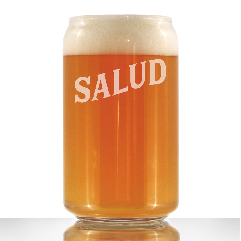 Salud - Spanish Cheers - Beer Can Pint Glass - Cute Spain and Mexico Themed Gifts or Party Decor for Women - 16 Oz