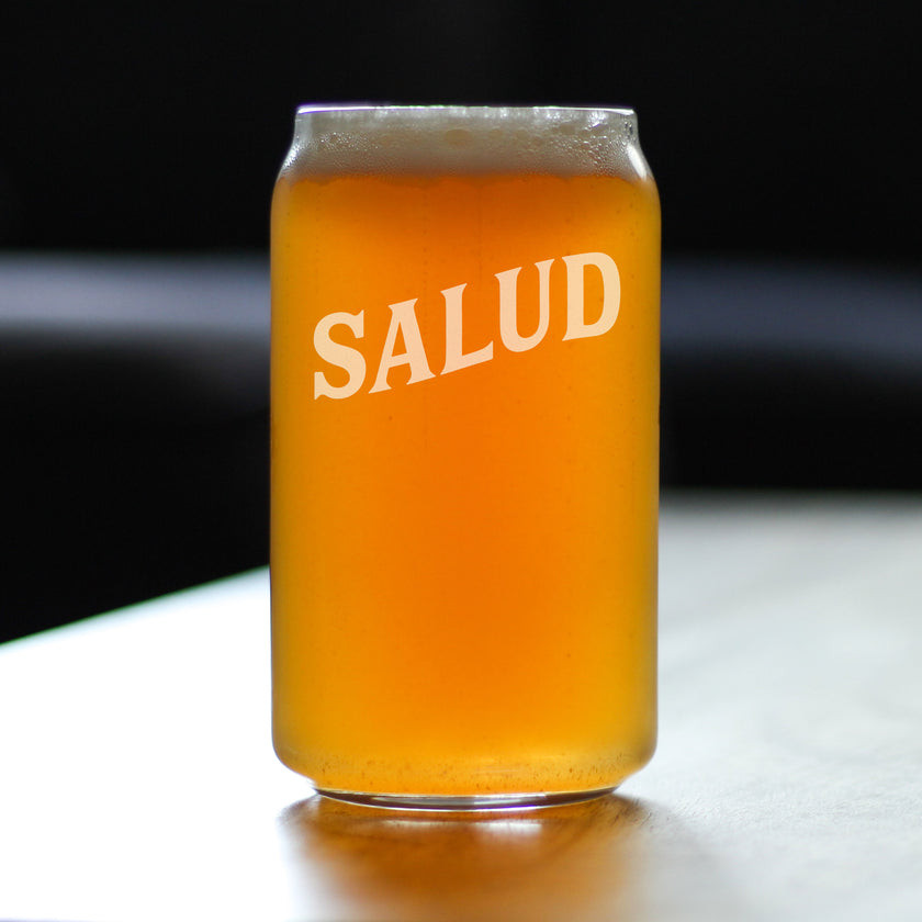 Salud - Spanish Cheers - Beer Can Pint Glass - Cute Spain and Mexico Themed Gifts or Party Decor for Women - 16 Oz