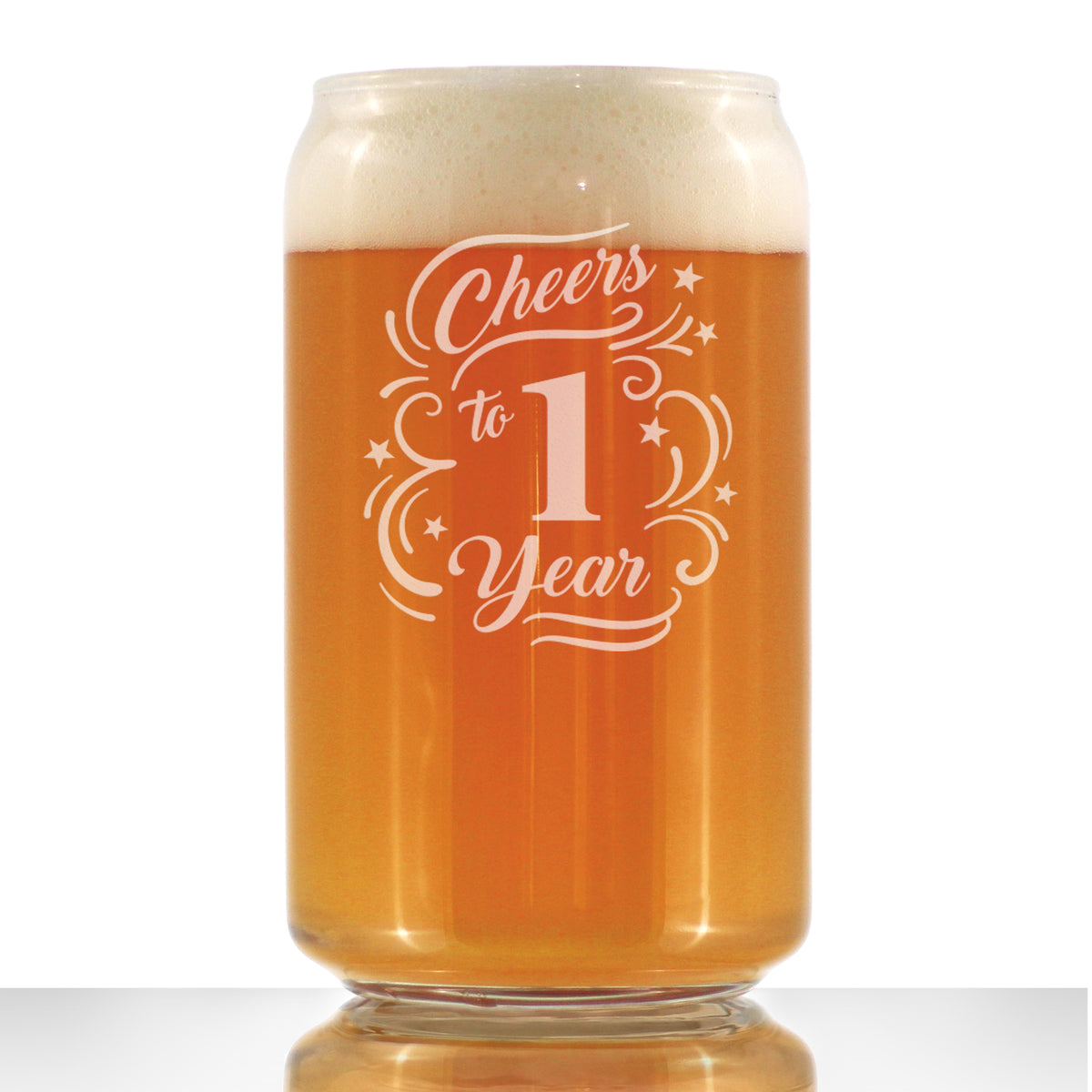 Cheers to 1 Year - Beer Can Pint Glass Gifts for Women &amp; Men - 1st Anniversary Party Decor - 16 Oz Glasses