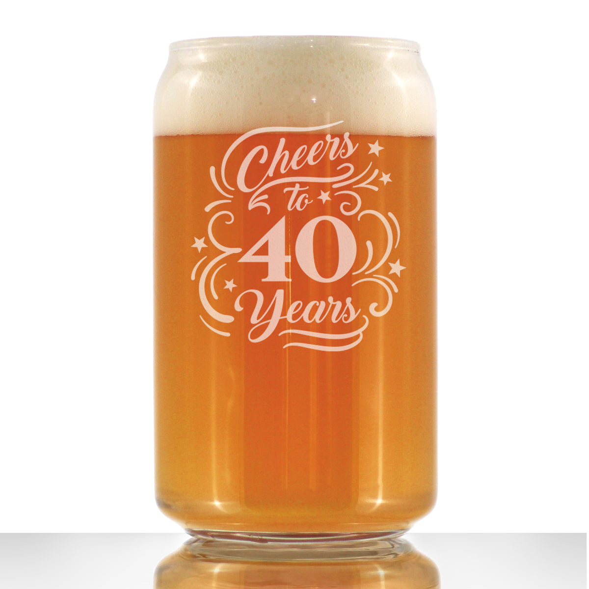 Cheers to 40 Years - Beer Can Pint Glass Gifts for Women &amp; Men - 40th Anniversary Party Decor - 16 Oz Glasses