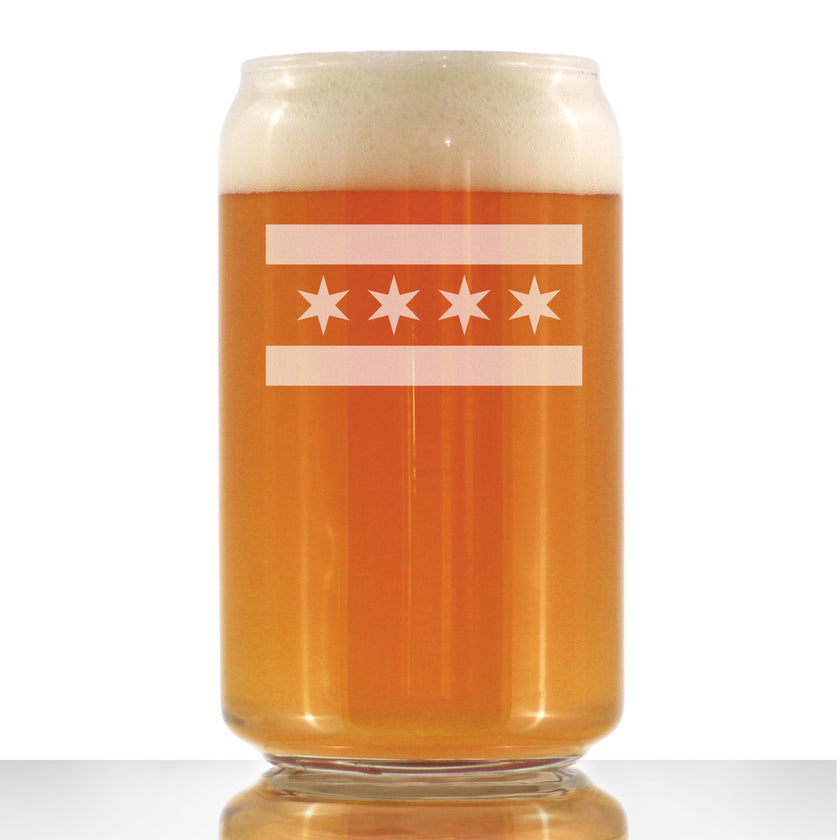 Chicago Flag - Fun Beer Can Pint Glass Gift for Chitown Lovers - Cute Chicago Themed Decor - 16 oz Drinking Glasses