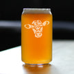 Cow Face Beer Can Pint Glass - Western Themed Farm Decor and Gifts for Cowboys and Girls - 16 Oz Glasses