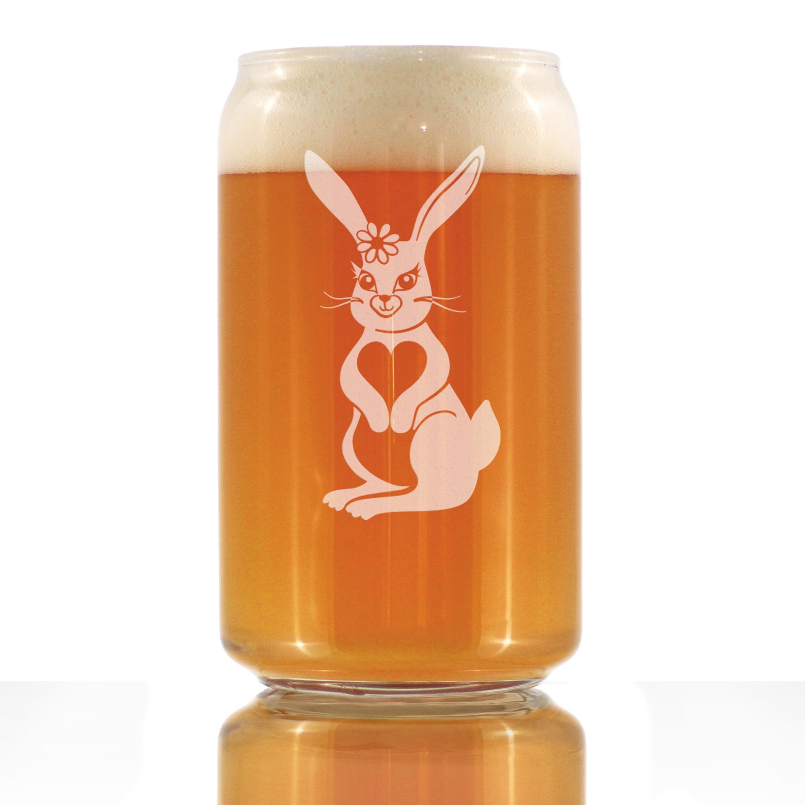Cute Bunny Rabbit - Beer Can Pint Glass - Hand Engraved Gifts for Men & Women That Love Bunnies