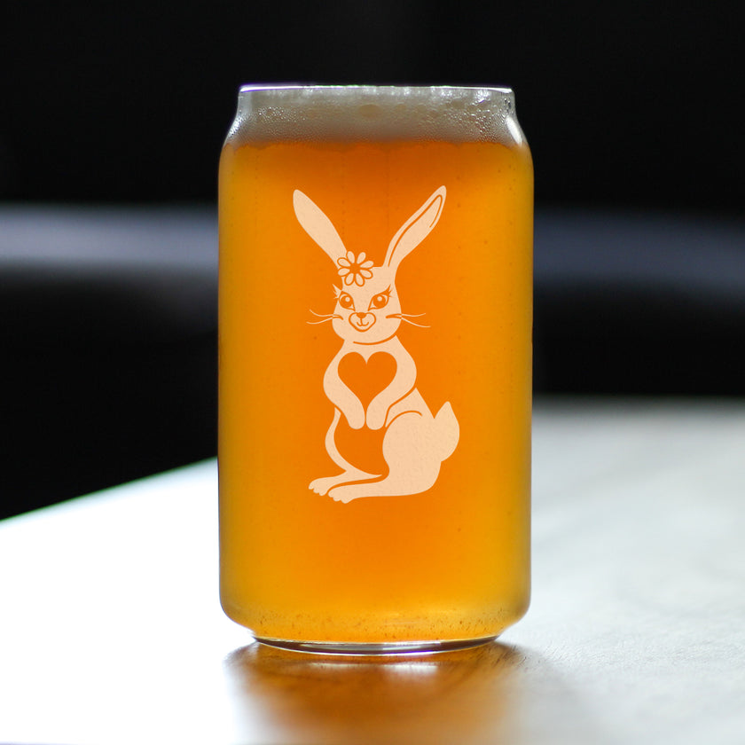 Cute Bunny Rabbit - Beer Can Pint Glass - Hand Engraved Gifts for Men & Women That Love Bunnies