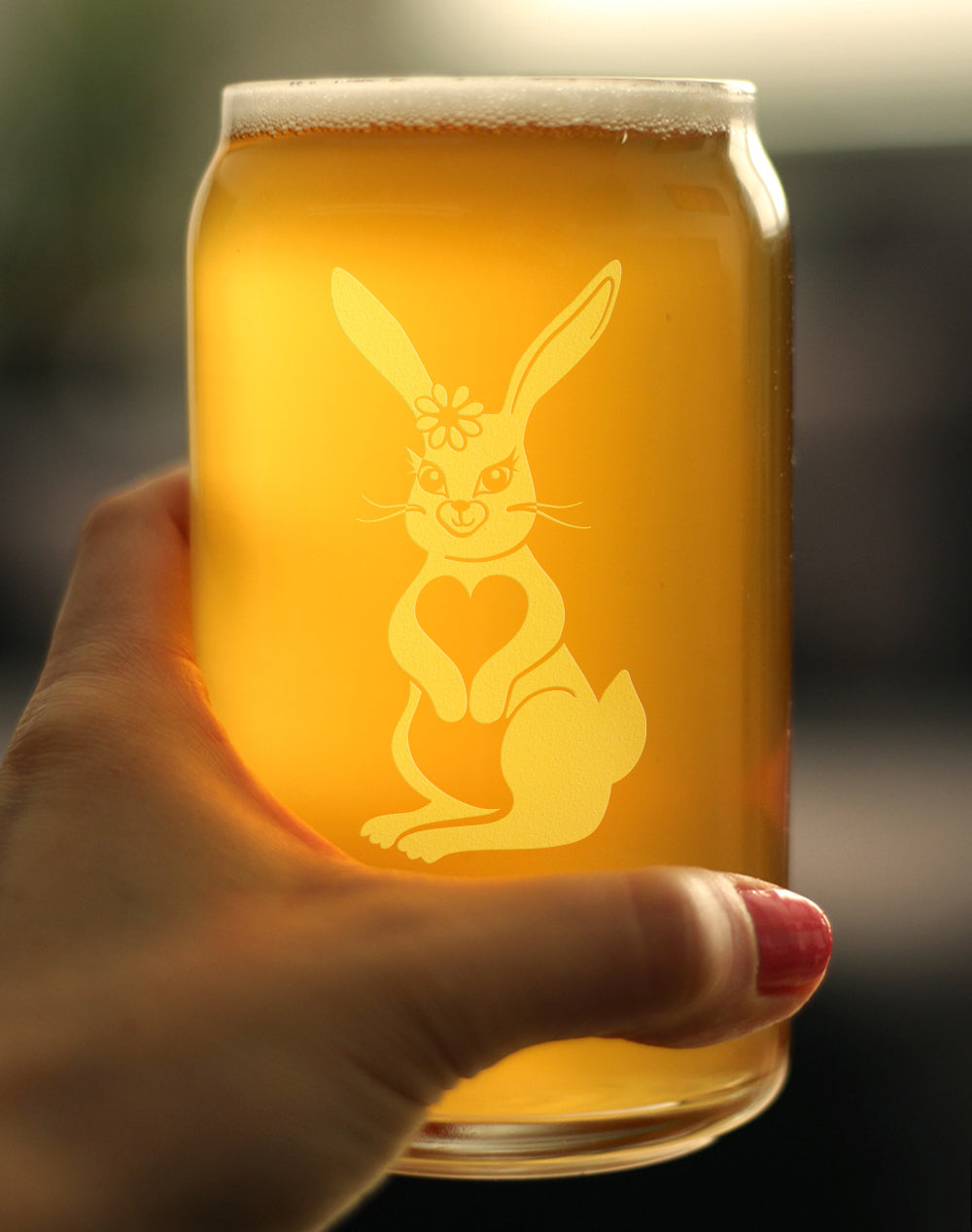 Cute Bunny Rabbit - Beer Can Pint Glass - Hand Engraved Gifts for Men &amp; Women That Love Bunnies