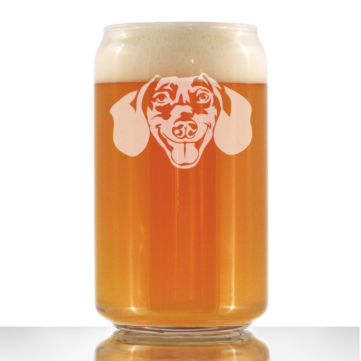 Dachshund Face Beer Can Pint Glass - Unique Dog Themed Decor and Gifts for Moms &amp; Dads of Dachshunds - 16 Oz