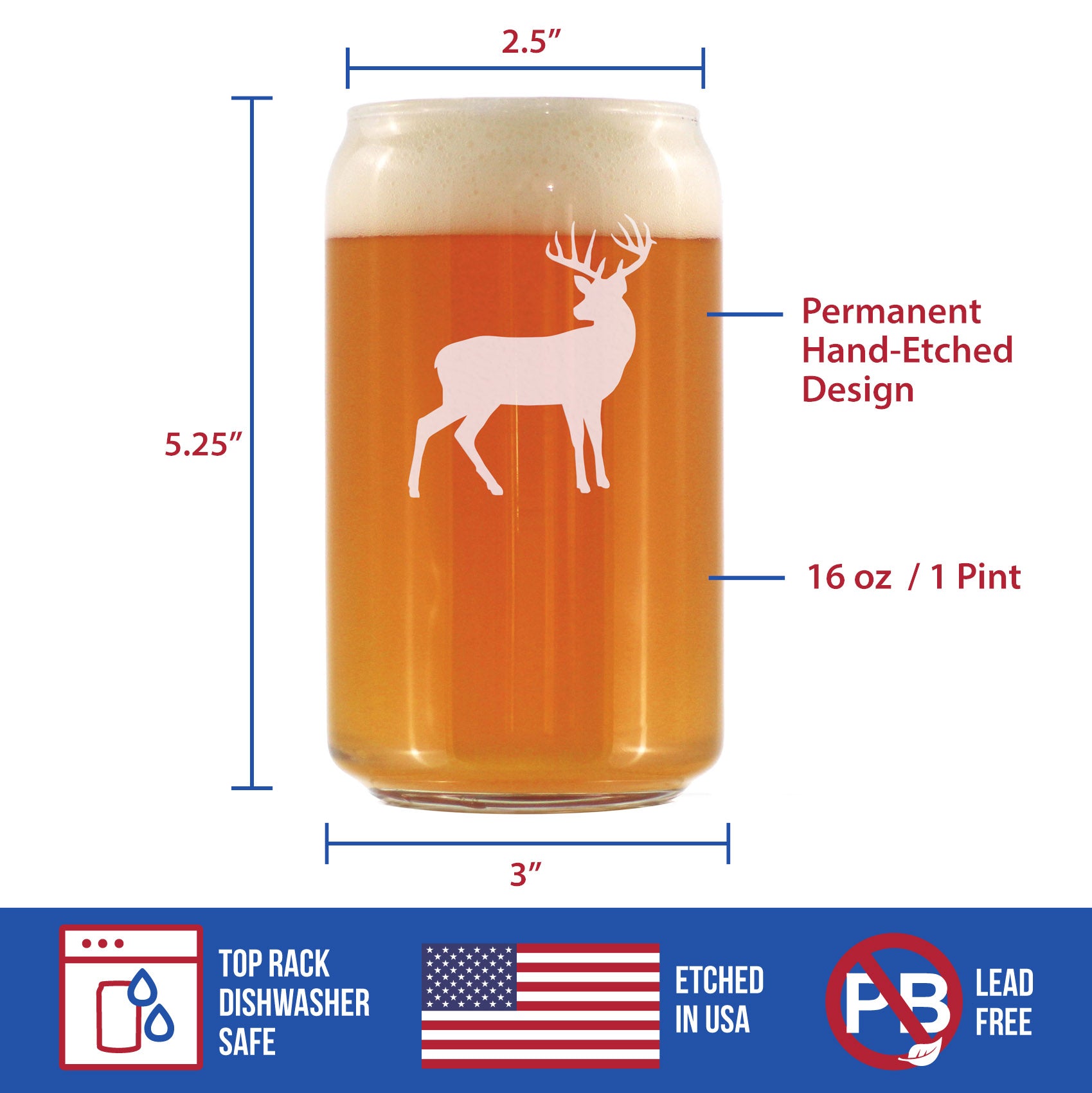 Deer Beer Can Pint Glass - Cabin Themed Gifts or Rustic Decor for Men -  bevvee