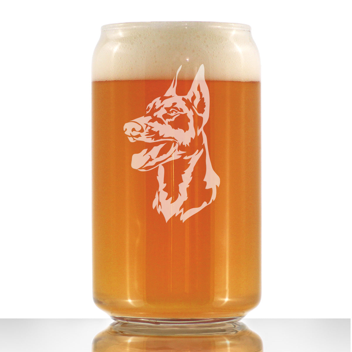 Doberman Face Beer Can Pint Glass - Unique Dog Themed Decor and Gifts for Moms &amp; Dads of Pinscher Dobermans - 16 Oz