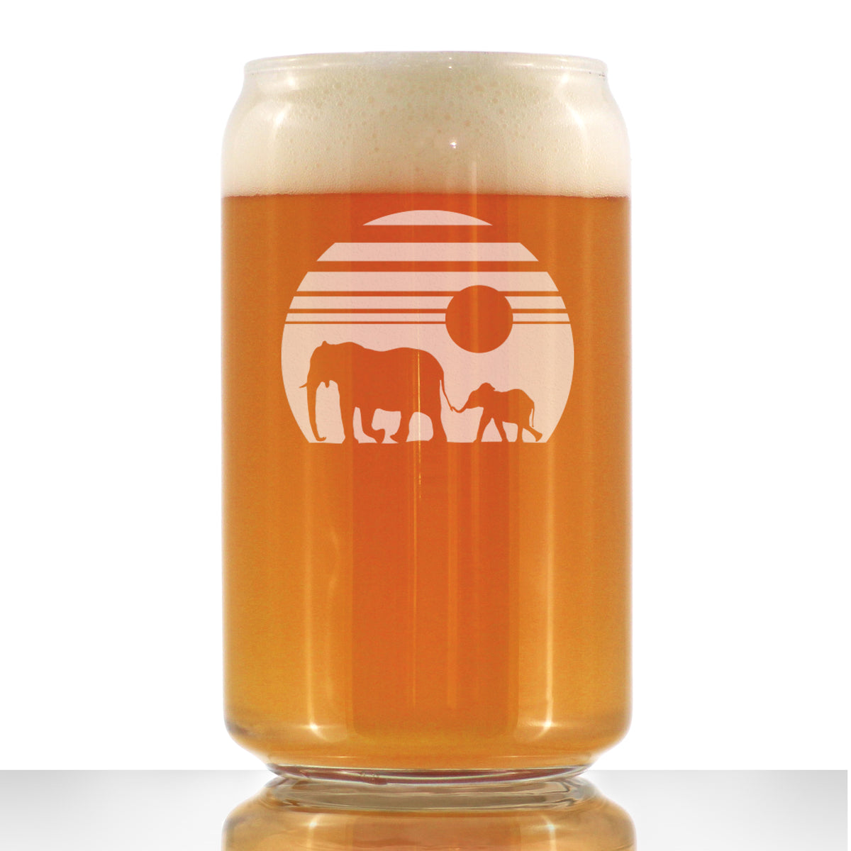 Elephant Sunset - 16 Ounce Beer Can Pint Glass