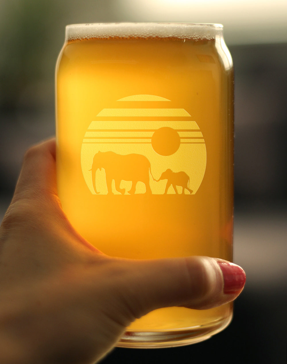 Elephant Sunset - 16 Ounce Beer Can Pint Glass