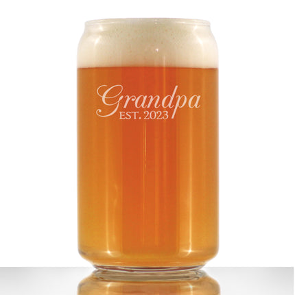 Grandpa Est. 2023 - Decorative - 16 Ounce Beer Can Pint Glass