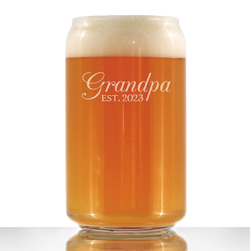 Grandpa Est. 2023 - Decorative - 16 Ounce Beer Can Pint Glass