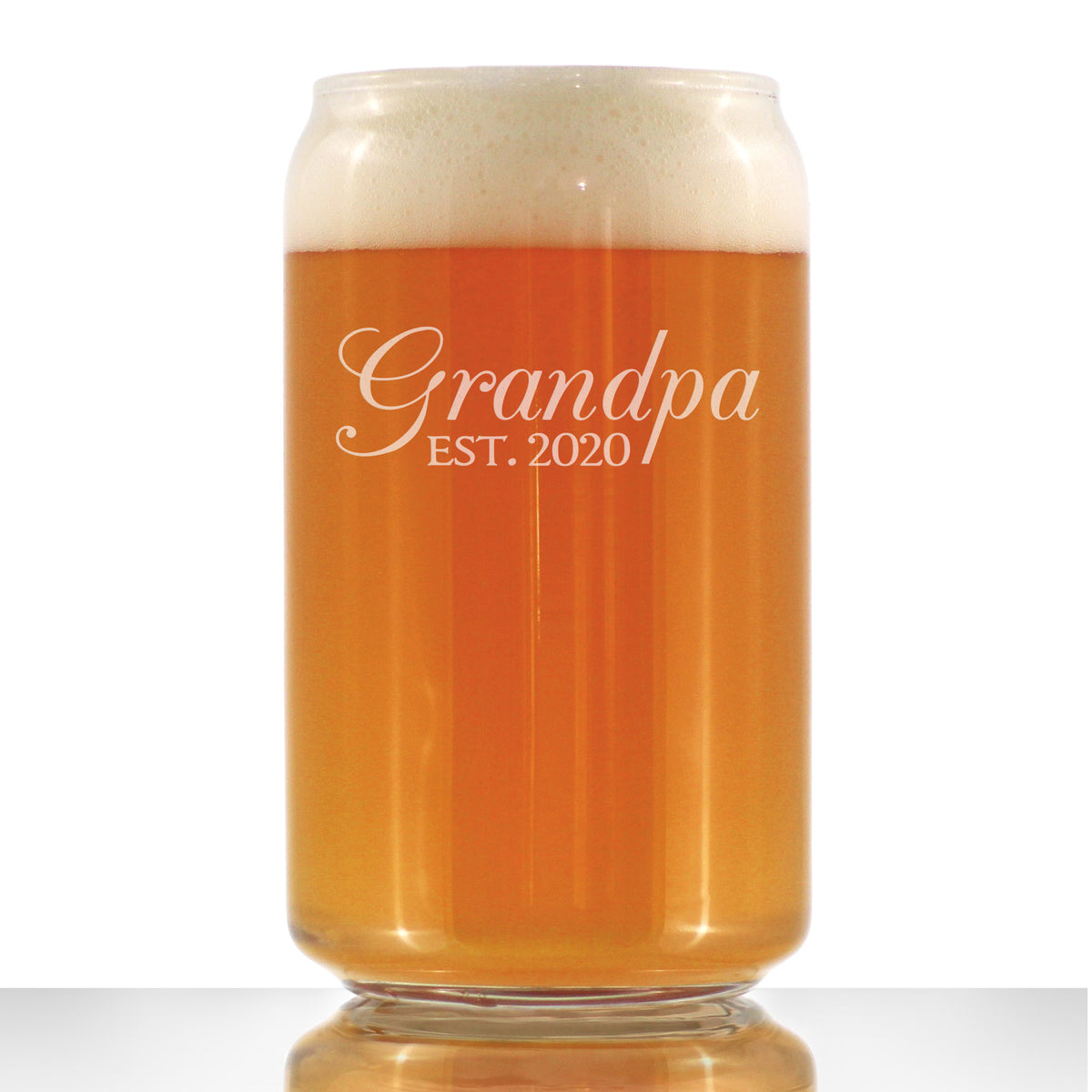 Grandpa Est 2020 - New Grandfather Beer Can Pint Glass Gift for First Time Grandparents - Decorative 16 Oz Glasses