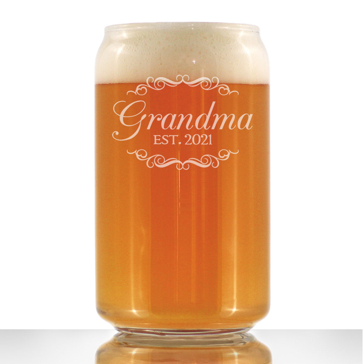 Grandma Est. 2021 - Decorative - 16 Ounce Beer Can Pint Glass