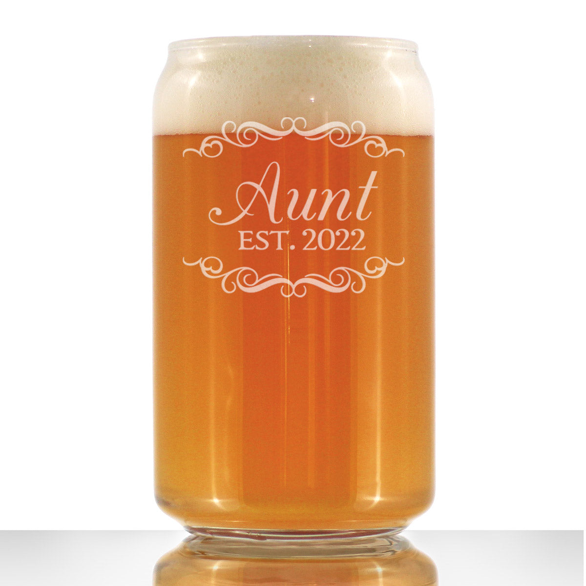 Aunt Est 2022 - New Aunties Beer Can Pint Glass Gift for First Time Aunts - Decorative 16 Oz Glasses