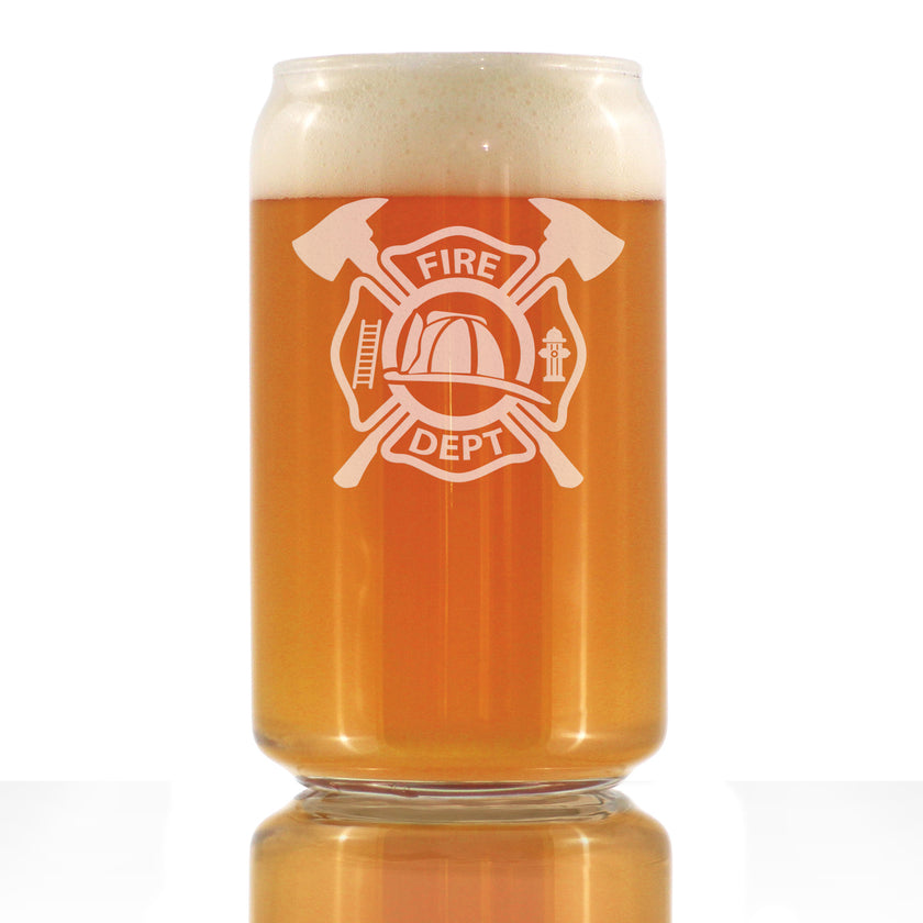 Firefighter Symbol Engraved Beer Can Pint Glass, Unique Gifts for Firefighters, Firemen & Firewomen