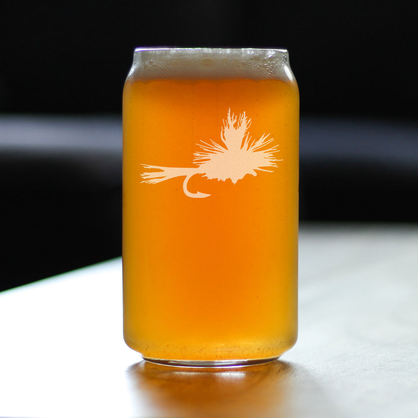 Fly Fishing Beer Can Pint Glass - Unique Flyfishing Themed Gifts for Fishermen - 16 oz Glasses
