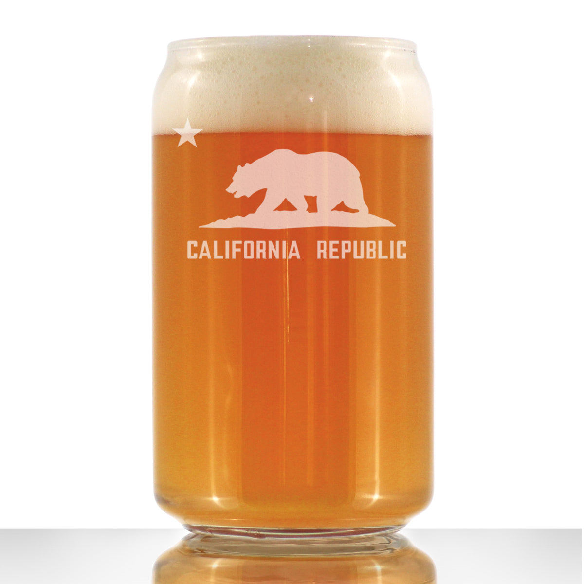 California Flag Beer Can Pint Glass - State Themed Drinking Decor and Gifts for Californian Women &amp; Men - 16 Oz Glasses