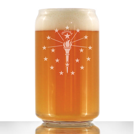 Indiana Flag Beer Can Pint Glass - State Themed Drinking Decor and Gifts for Indianan Women & Men - 16 Oz Glasses