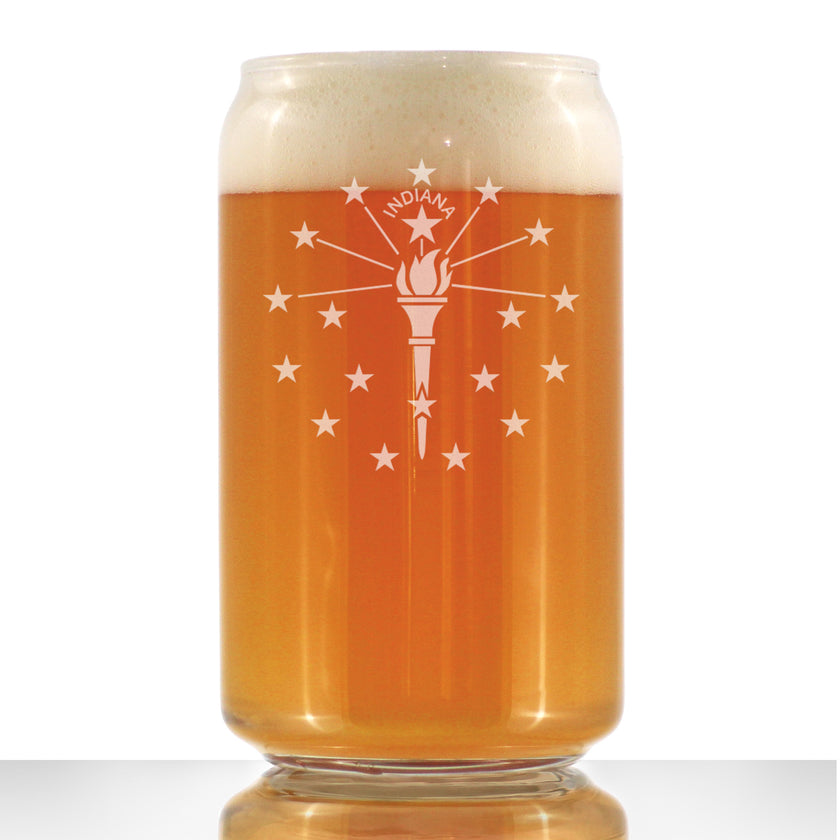 Indiana Flag Beer Can Pint Glass - State Themed Drinking Decor and Gifts for Indianan Women & Men - 16 Oz Glasses
