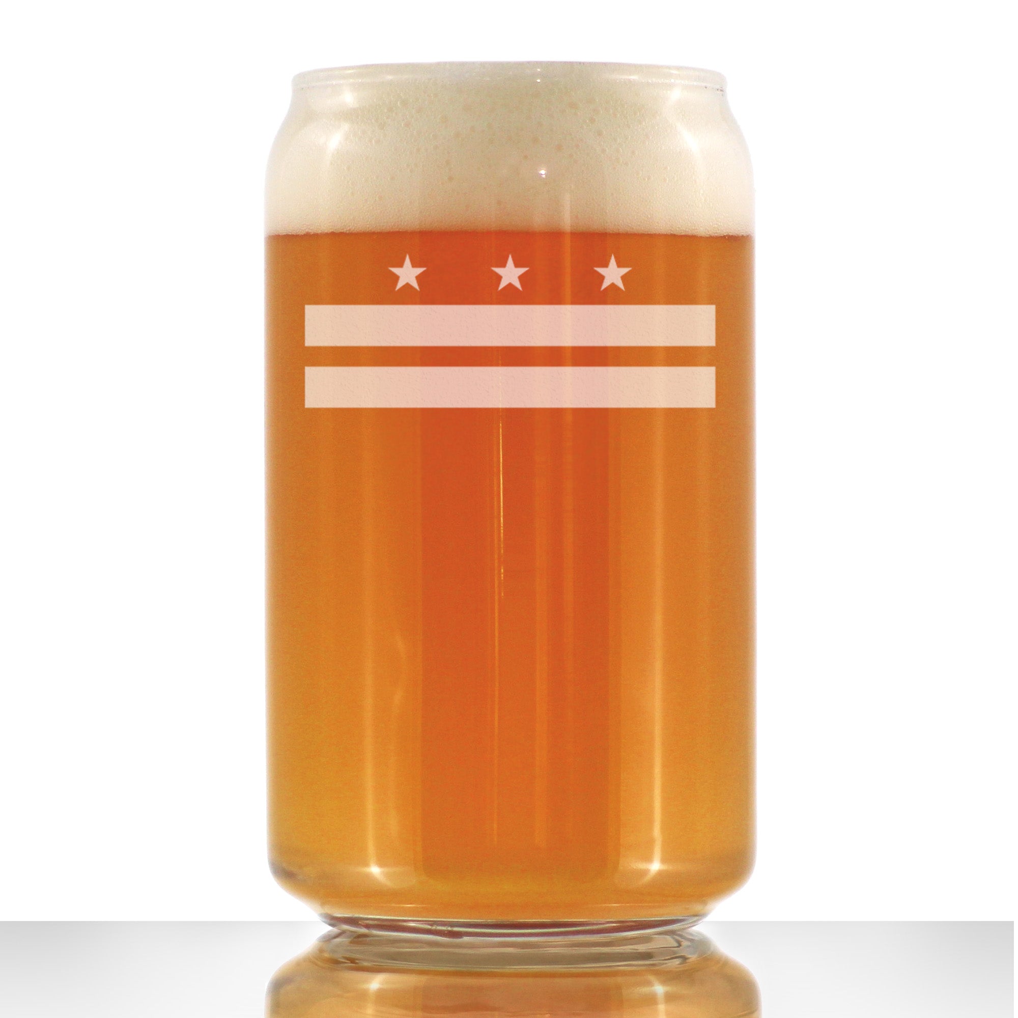 Washington DC Flag - Cute DC Flag Beer Can Pint Glass, Large 16 Ounce Size, Etched Sayings, Gift for Washingtonian