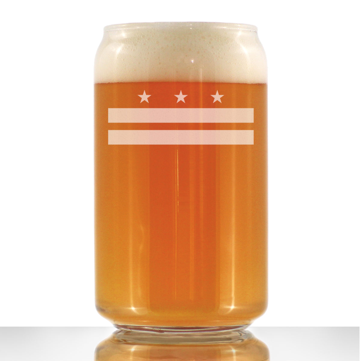 Washington DC Flag - Cute DC Flag Beer Can Pint Glass, Large 16 Ounce Size, Etched Sayings, Gift for Washingtonian