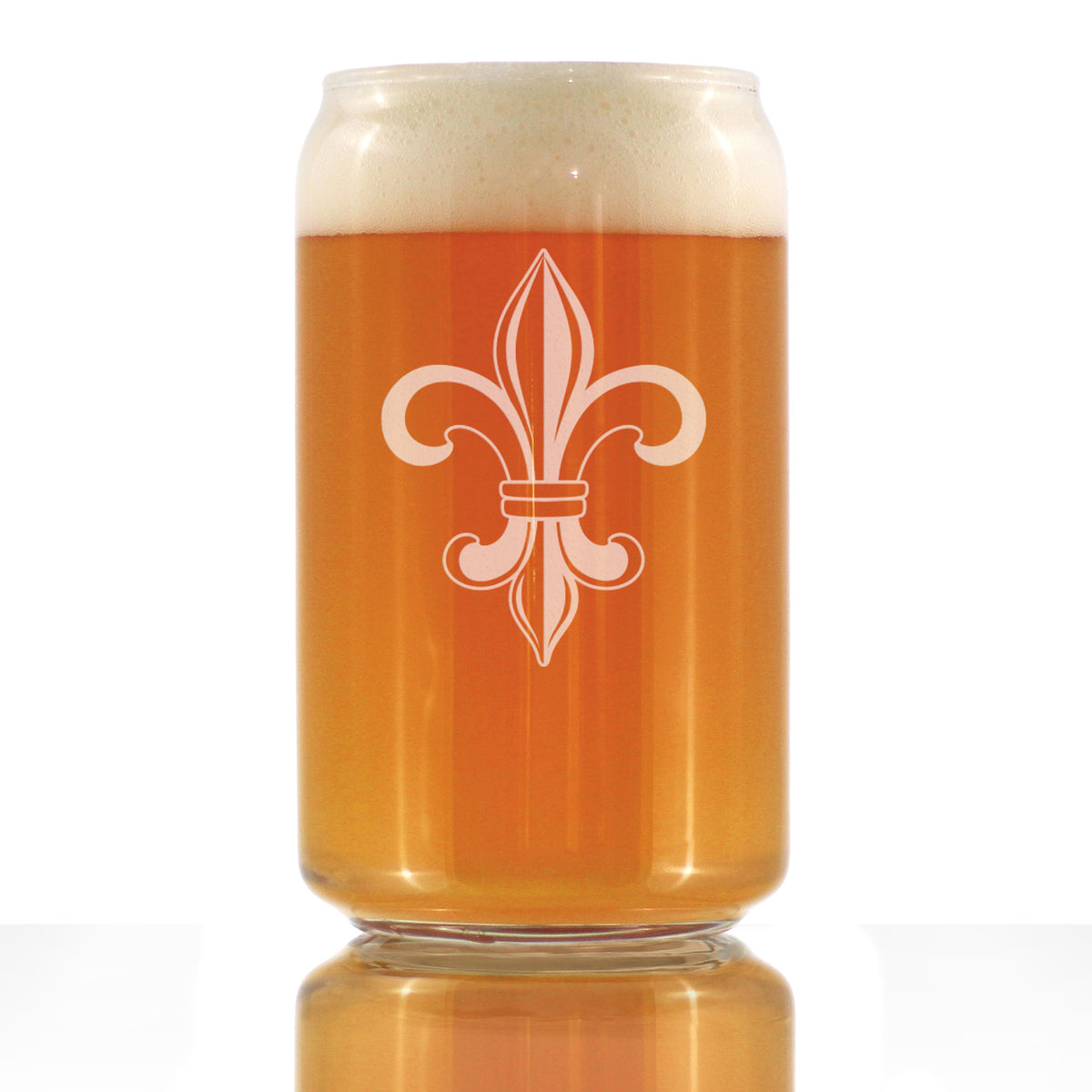 Fleur de Lis Beer Can Pint Glass - French Fleur de Lis Decor and Gifts - 16 Oz Glasses