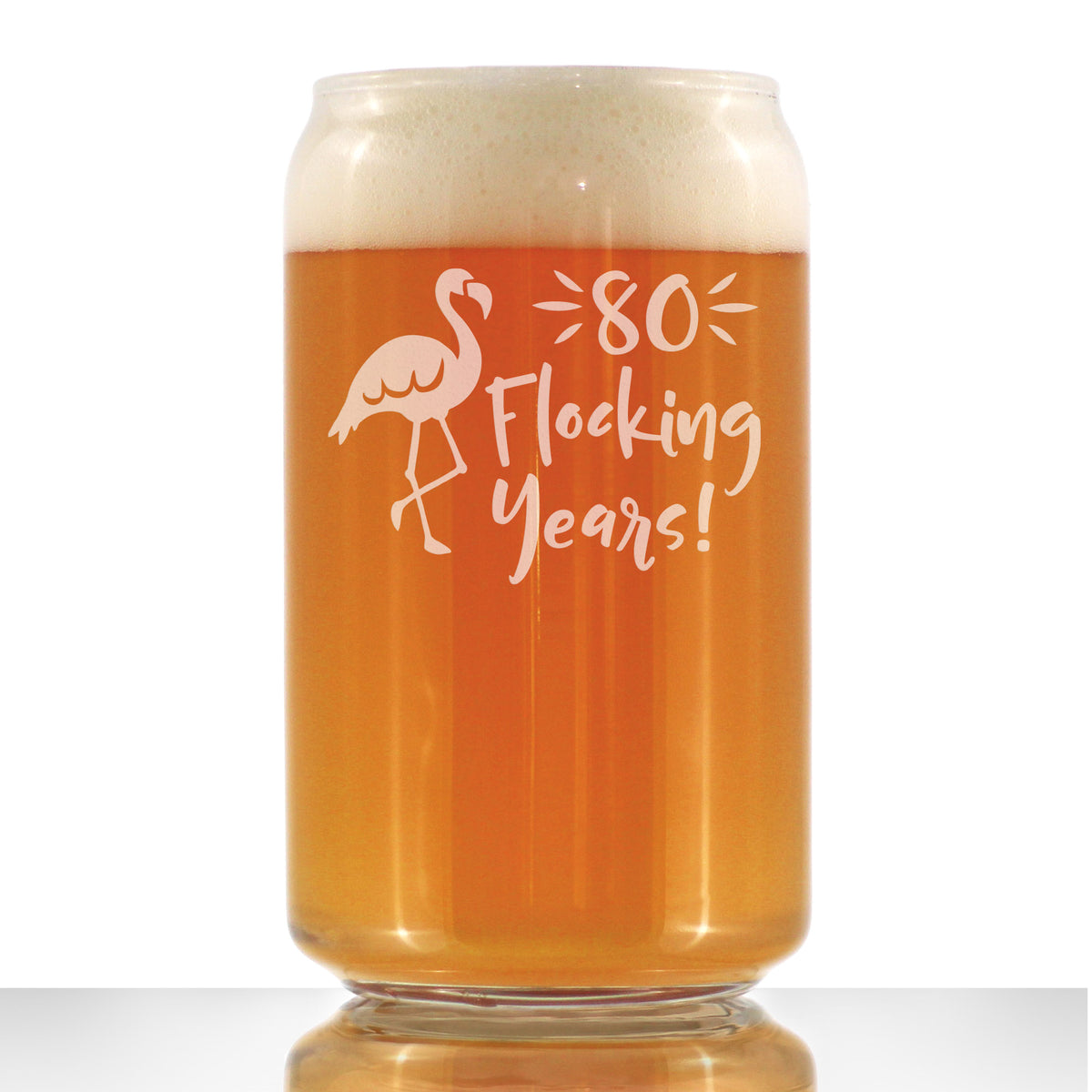 80 Flocking Years - 16 Ounce Beer Can Pint Glass