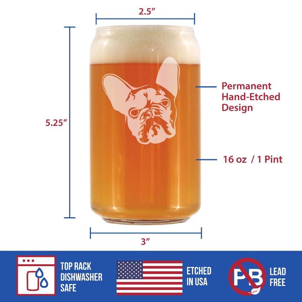 French Bulldog - 16 Ounce Beer Can Pint Glass