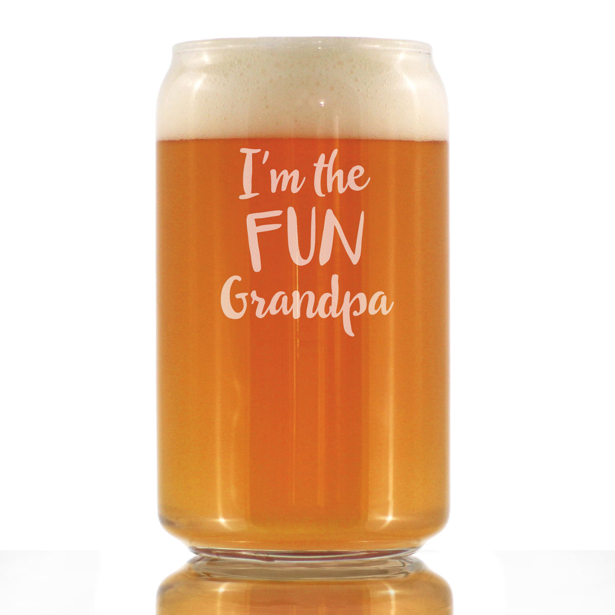 Fun Grandpa - Funny Beer Can Pint Glass Glass Gift for Grandfathers - 16 Oz Glasses for Lagers and Ales