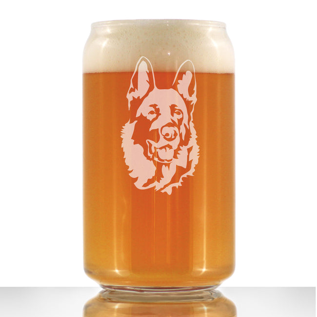 German Shepherd Happy Face - Beer Can Shaped Pint Glass Gifts for Beer Drinking Men & Women - Fun German Shepherds Decor